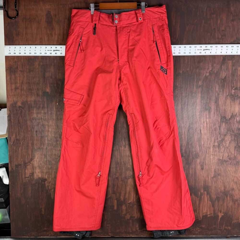 686 Mannual Michael Akira West Mens Red Snowboard Pants‎ Size M Vented Cargo